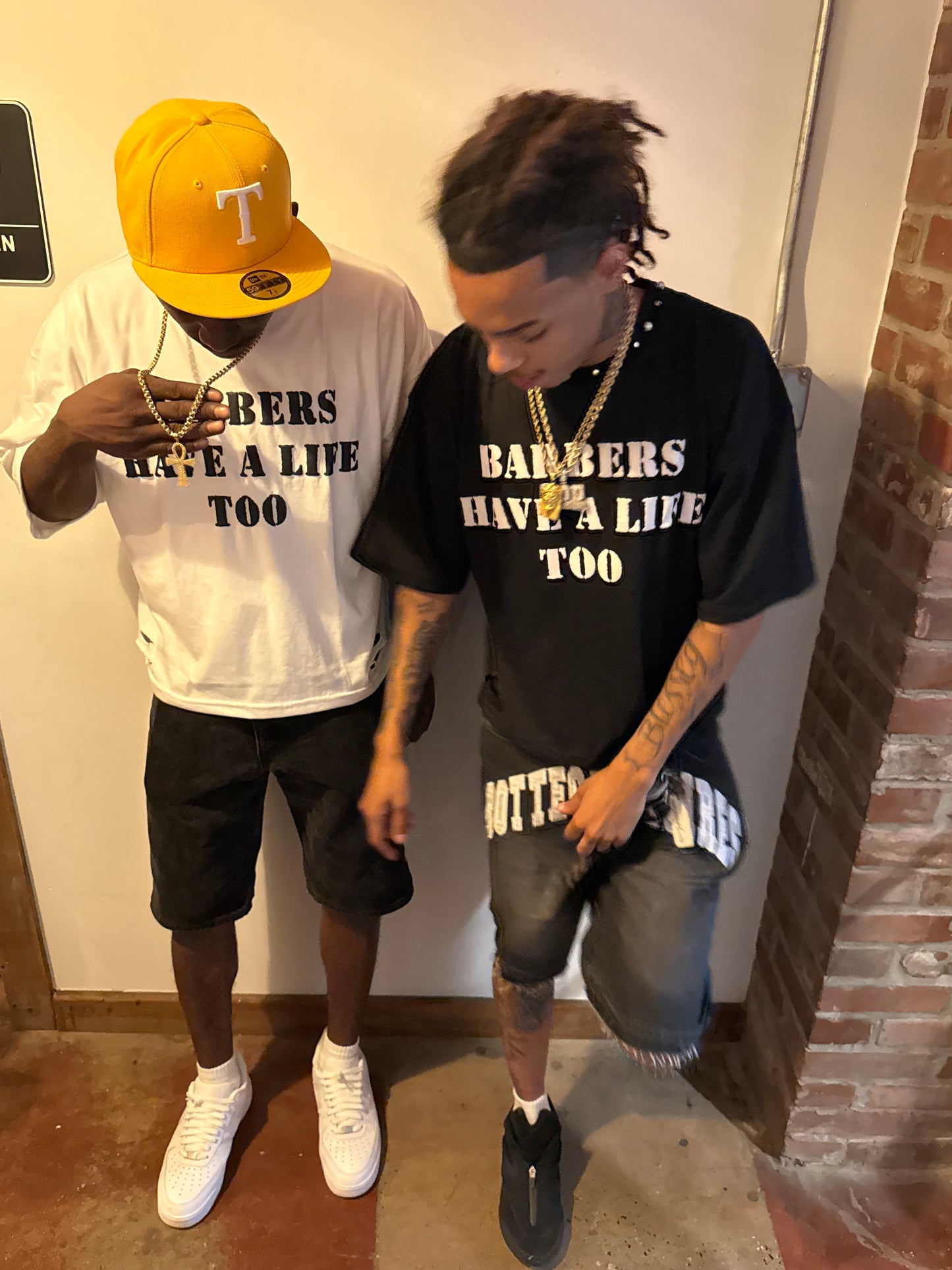 “Barbers have a life too” oversized cropped Tee. (WHT & BLK)